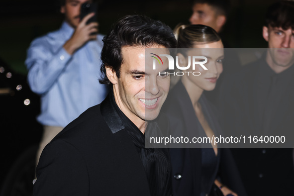 Kaka and Carolina Dias attend the Emporio Armani Fashion Show during the Milan Womenswear Spring/Summer 2025 in Milan, Italy, on September 1...