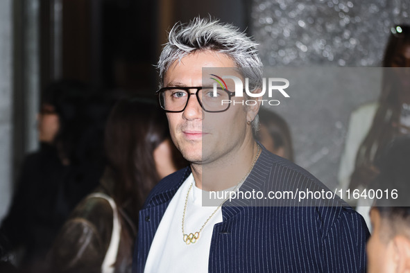 Nicolo Martinenghi attends the Emporio Armani Fashion Show during the Milan Womenswear Spring/Summer 2025 in Milan, Italy, on September 19,...