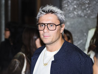 Nicolo Martinenghi attends the Emporio Armani Fashion Show during the Milan Womenswear Spring/Summer 2025 in Milan, Italy, on September 19,...