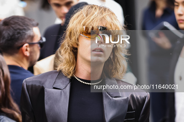 Thomas Raggi of Maneskin attends the Ferrari Fashion Show during the Milan Womenswear Spring/Summer 2025 in Milan, Italy, on September 21, 2...