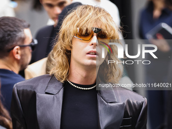 Thomas Raggi of Maneskin attends the Ferrari Fashion Show during the Milan Womenswear Spring/Summer 2025 in Milan, Italy, on September 21, 2...