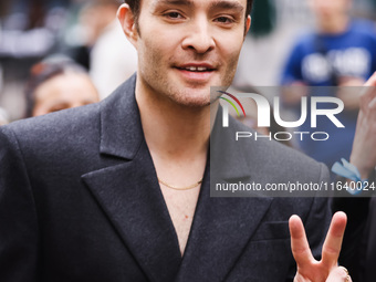 Ed Westwick attends the Ferrari Fashion Show during the Milan Womenswear Spring/Summer 2025 in Milan, Italy, on September 21, 2024 (