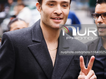 Ed Westwick attends the Ferrari Fashion Show during the Milan Womenswear Spring/Summer 2025 in Milan, Italy, on September 21, 2024 (