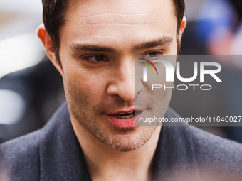 Ed Westwick attends the Ferrari Fashion Show during the Milan Womenswear Spring/Summer 2025 in Milan, Italy, on September 21, 2024 (