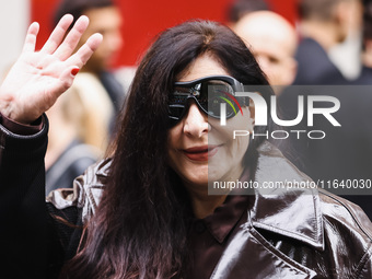 Marina Abramovic attends the Ferrari Fashion Show during the Milan Womenswear Spring/Summer 2025 in Milan, Italy, on September 21, 2024 (