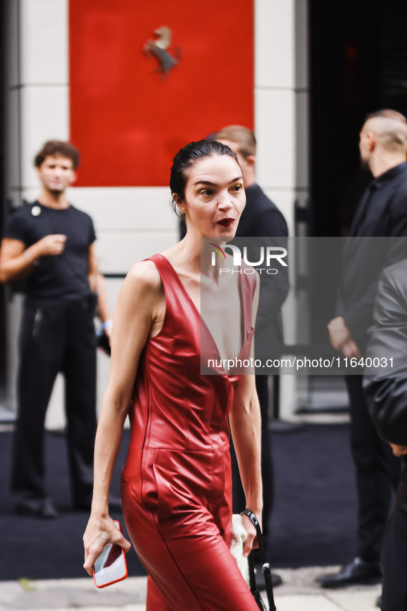 Mariacarla Boscono attends the Ferrari Fashion Show during the Milan Womenswear Spring/Summer 2025 in Milan, Italy, on September 21, 2024 