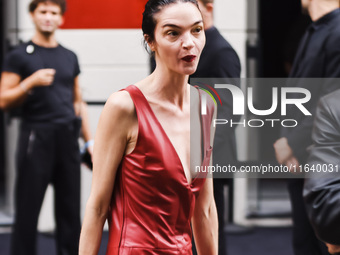 Mariacarla Boscono attends the Ferrari Fashion Show during the Milan Womenswear Spring/Summer 2025 in Milan, Italy, on September 21, 2024 (