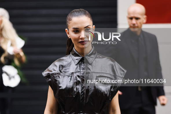 Amy Jackson attends the Ferrari Fashion Show during the Milan Womenswear Spring/Summer 2025 in Milan, Italy, on September 21, 2024 