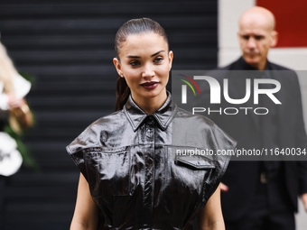 Amy Jackson attends the Ferrari Fashion Show during the Milan Womenswear Spring/Summer 2025 in Milan, Italy, on September 21, 2024 (