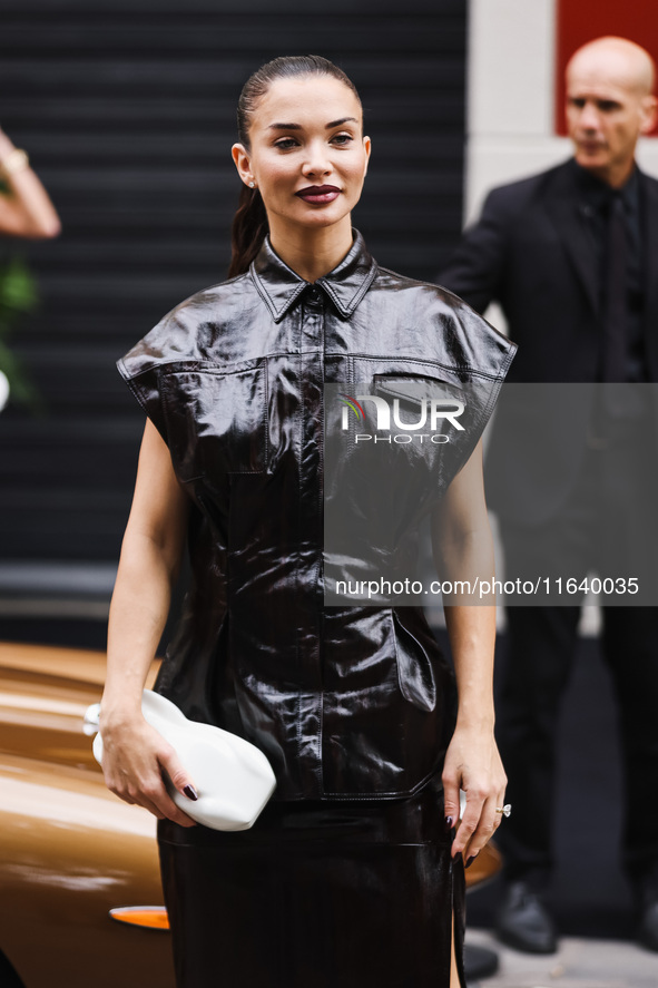 Amy Jackson attends the Ferrari Fashion Show during the Milan Womenswear Spring/Summer 2025 in Milan, Italy, on September 21, 2024 