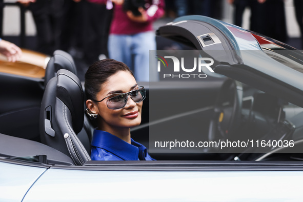 Pia Wurtzbach attends the Ferrari Fashion Show during the Milan Womenswear Spring/Summer 2025 in Milan, Italy, on September 21, 2024 