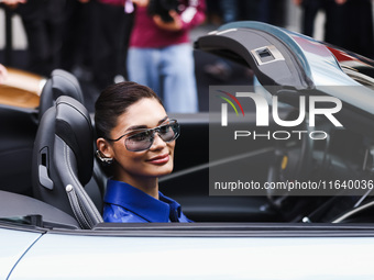 Pia Wurtzbach attends the Ferrari Fashion Show during the Milan Womenswear Spring/Summer 2025 in Milan, Italy, on September 21, 2024 (