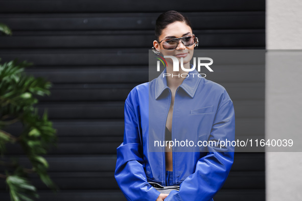 Pia Wurtzbach attends the Ferrari Fashion Show during the Milan Womenswear Spring/Summer 2025 in Milan, Italy, on September 21, 2024 