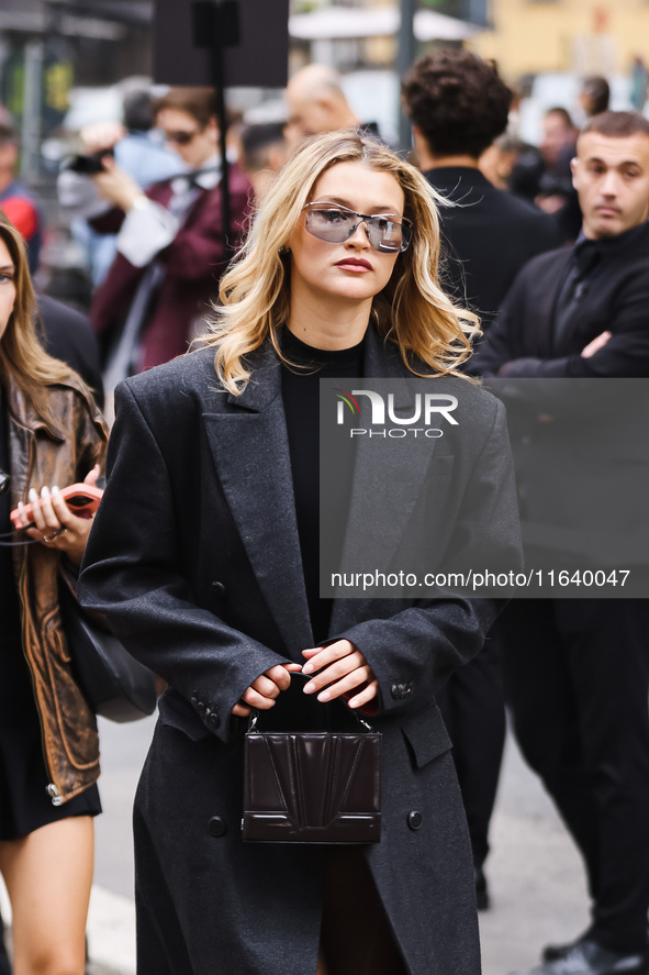 Chloe Lecareux attends the Ferrari Fashion Show during the Milan Womenswear Spring/Summer 2025 in Milan, Italy, on September 21, 2024 