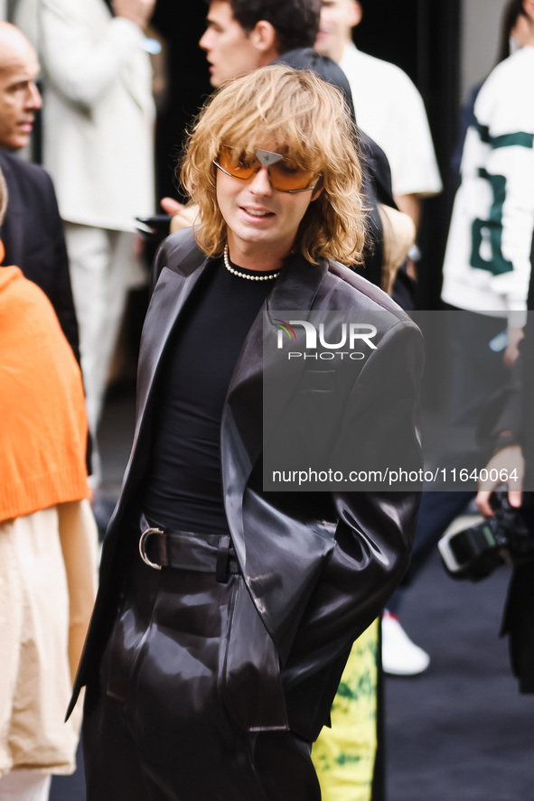 Thomas Raggi of Maneskin attends the Ferrari Fashion Show during the Milan Womenswear Spring/Summer 2025 in Milan, Italy, on September 21, 2...