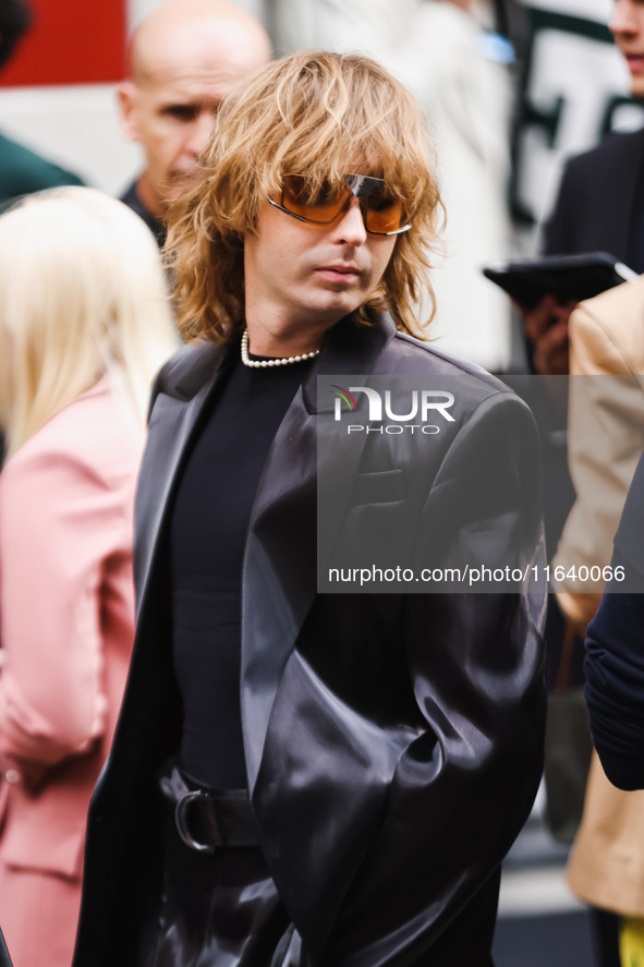 Thomas Raggi of Maneskin attends the Ferrari Fashion Show during the Milan Womenswear Spring/Summer 2025 in Milan, Italy, on September 21, 2...