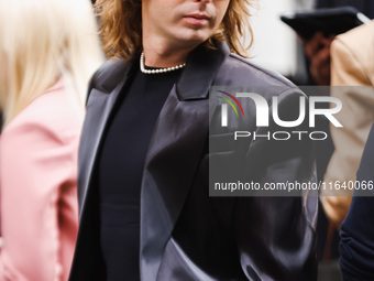 Thomas Raggi of Maneskin attends the Ferrari Fashion Show during the Milan Womenswear Spring/Summer 2025 in Milan, Italy, on September 21, 2...