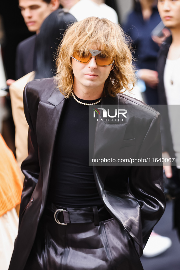 Thomas Raggi of Maneskin attends the Ferrari Fashion Show during the Milan Womenswear Spring/Summer 2025 in Milan, Italy, on September 21, 2...