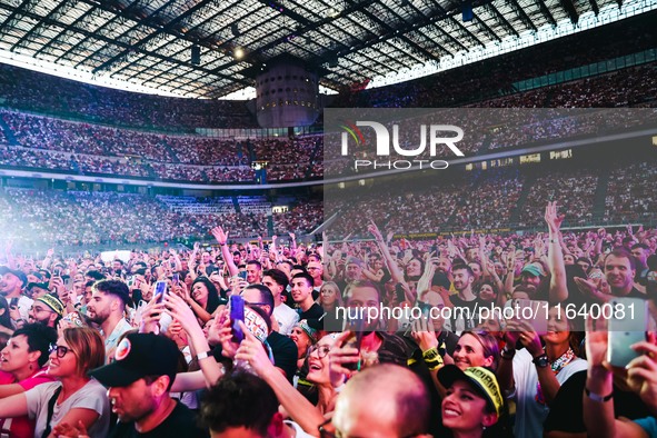 Max Pezzali performs live during the Max Forever Tour 2024 at San Siro Stadium in Milan, Italy, on July 01, 2024 