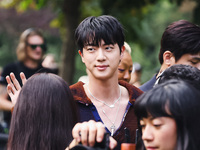 Jin of BTS attends the Gucci Fashion Show during the Milan Womenswear Spring/Summer 2025 in Milan, Italy, on September 27, 2024 (