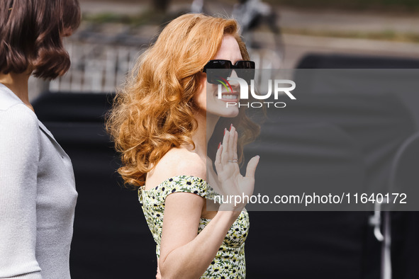 Jessica Chastain attends the Gucci Fashion Show during the Milan Womenswear Spring/Summer 2025 in Milan, Italy, on September 27, 2024 