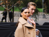 Nara Smith and Lucky Blue Smith attend the Gucci Fashion Show during the Milan Womenswear Spring/Summer 2025 in Milan, Italy, on September 2...