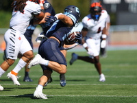 Columbia Lions running back Joey Giorgi #25 participates in the NCAA football game against the Princeton Tigers at Robert K. Kraft Field at...