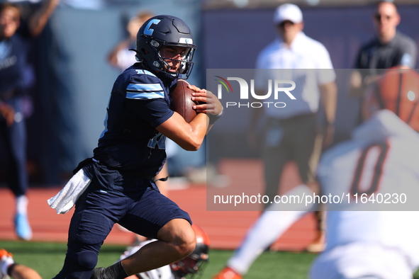 Columbia Lions quarterback Chase Goodwin #15 turns the corner to score during the NCAA football game against the Princeton Tigers at Robert...