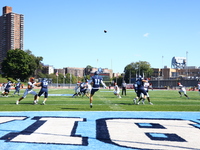 Columbia Lions punter William Hughes #11 kicks the ball downfield during the NCAA football game against the Princeton Tigers at Robert K. Kr...