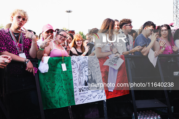 The crowd at the Nicki Minaj concert in Milan, Italy, on July 3, 2024, at Fiera Milano Live Rho 