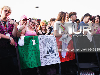 The crowd at the Nicki Minaj concert in Milan, Italy, on July 3, 2024, at Fiera Milano Live Rho (