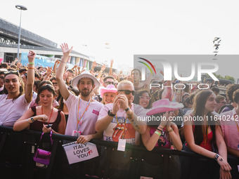 The crowd at the Nicki Minaj concert in Milan, Italy, on July 3, 2024, at Fiera Milano Live Rho (