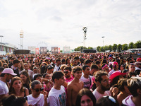 The crowd at the Nicki Minaj concert in Milan, Italy, on July 3, 2024, at Fiera Milano Live Rho (