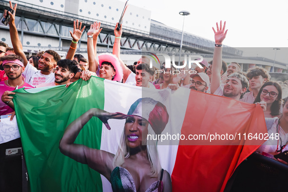 The crowd at the Nicki Minaj concert in Milan, Italy, on July 3, 2024, at Fiera Milano Live Rho 