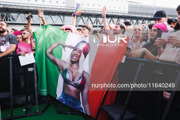 The crowd at the Nicki Minaj concert in Milan, Italy, on July 3, 2024, at Fiera Milano Live Rho 