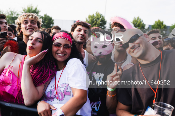 The crowd at the Nicki Minaj concert in Milan, Italy, on July 3, 2024, at Fiera Milano Live Rho 