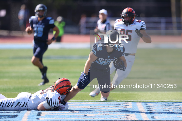 Columbia Lions running back Griffin Johnson #32 participates in the NCAA football game against the Princeton Tigers at Robert K. Kraft Field...