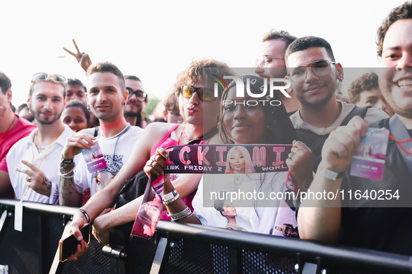 The crowd at the Nicki Minaj concert in Milan, Italy, on July 3, 2024, at Fiera Milano Live Rho 