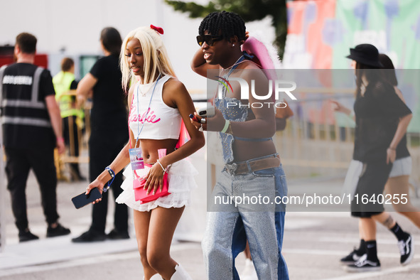 The crowd at the Nicki Minaj concert in Milan, Italy, on July 3, 2024, at Fiera Milano Live Rho 