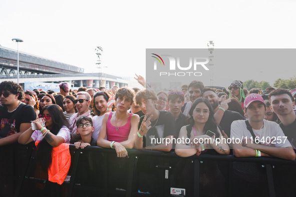 The crowd at the Nicki Minaj concert in Milan, Italy, on July 3, 2024, at Fiera Milano Live Rho 