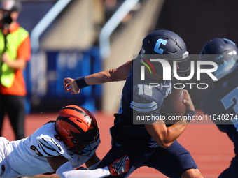 Columbia Lions quarterback Chase Goodwin #15 turns the corner to score during the NCAA football game against the Princeton Tigers at Robert...