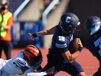 Columbia Lions quarterback Chase Goodwin #15 turns the corner to score during the NCAA football game against the Princeton Tigers at Robert...