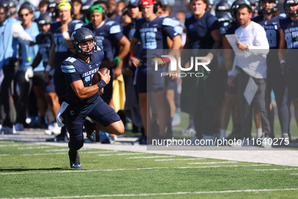 Columbia Lions quarterback Chase Goodwin #15 turns the corner to score during the NCAA football game against the Princeton Tigers at Robert...