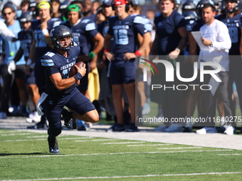 Columbia Lions quarterback Chase Goodwin #15 turns the corner to score during the NCAA football game against the Princeton Tigers at Robert...