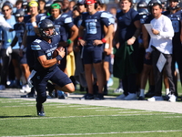 Columbia Lions quarterback Chase Goodwin #15 turns the corner to score during the NCAA football game against the Princeton Tigers at Robert...