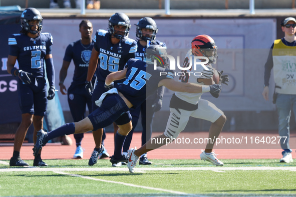 Princeton Tigers wide receiver AJ Barber #86 makes a reception during the NCAA football game against the Columbia Lions at Robert K. Kraft F...