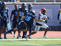 Princeton Tigers wide receiver AJ Barber #86 makes a reception during the NCAA football game against the Columbia Lions at Robert K. Kraft F...