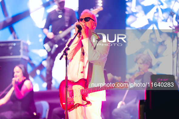 Umberto Tozzi performs live during the L'ultima Notte Rosa The Final Tour at Unipol Forum Assago in Milan, Italy, on October 5, 2024 