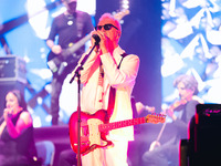 Umberto Tozzi performs live during the L'ultima Notte Rosa The Final Tour at Unipol Forum Assago in Milan, Italy, on October 5, 2024 (