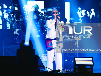 Umberto Tozzi performs live during the L'ultima Notte Rosa The Final Tour at Unipol Forum Assago in Milan, Italy, on October 5, 2024 (